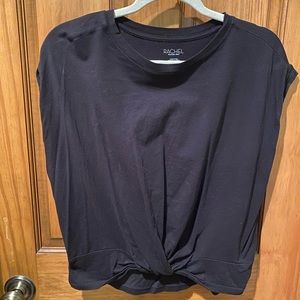 RACHEL Rachel Roy Black Sleeveless Tie Front T-Shirt